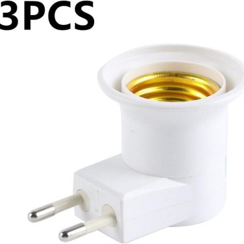 3PCS E27 LED Lamp Socket EU Adapter E26 Light Socket To Plug For Bulb Base Lampara LED Light Holder With on-off Control Switch