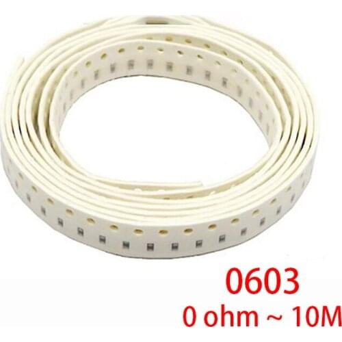 300pcs 1% 0603 SMD resistor 0R ~ 10M 1/10W 0 0.1 1 10 100 150 220 330 ohm 1K 2.2K 10K 100K 0R 0.1R 1R 10R 100R 150R 220R 330R 1M