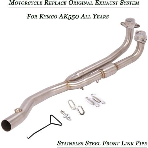 38mm Outer Diameter Front Link Pipe Lossless Connect Original Exhaust Muffler Tubes Stainless System For Kymco AK550 Until 2021