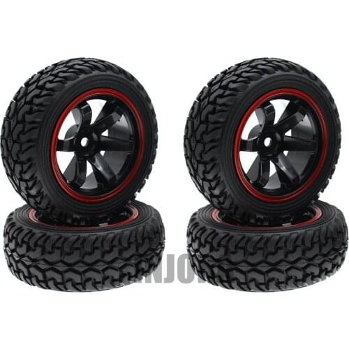 4PCS High Quality 1:10 Rally Car Wheel Rim and Tire for 1/10 Tamiya HSP HPI Kyosho 4WD RC On Road Car