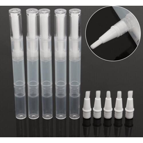 Shellhard 5pcs Empty Twist Pen With Brush High Quality 3ml Cosmetic Pen Nail Polish Tube for Lip Gloss nail Nutrient oil