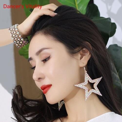 Belly Dance Accessories Diamond-Studded Earrings Female Adult Temperament Stage Competition Performance Jewelry