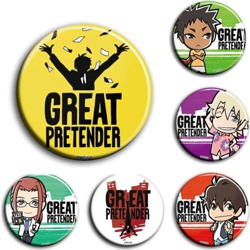 Anime GREAT PRETENDER Cynthia·Moore Laurent Thierry Miki Cosplay Badges Cartoon Bedges Garniture For Bags DADGE Brooch Pin Toy