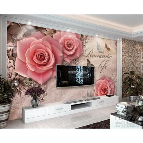 Beibehang Custom wallpaper New retro three rose jewelry TV backdrop 3D wallpaper home decoration wallpaper for walls 3 d photo