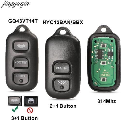 Jingyuqin Remote Car Key 3/4 Button 315MHZ HYQ12BBX GQ43VT14T For Toyota Highlander Camry Solara Corolla Sienna 2002-2007
