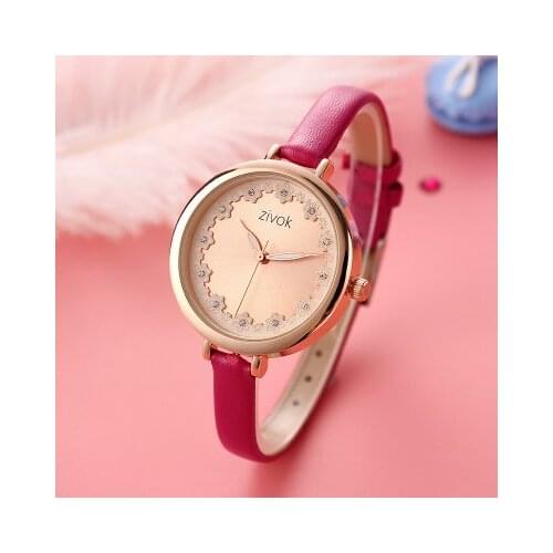 Top ZIVOK Womens Watch Japan Quartz Fine Fashion Woman Clock Real Leather Strap Girls Retro Birthday Gift watch