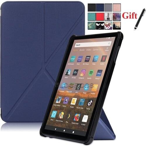 For Kids E-Book Tablet Case Kindle Fire HD 8 Fire HD 8 Plus 8.0 inch Multi-Folding Protective Cover Smart Magnet Funda with Pen