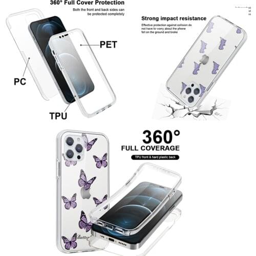 360 Full Cover TPU+PC Case For Xiaomi Redmi Mi 11 Lite SE 10T Poco X3 M3 Note 9T 6 8 9 10 Pro 8T 5 7 9C Lite Luxury Flower Cover