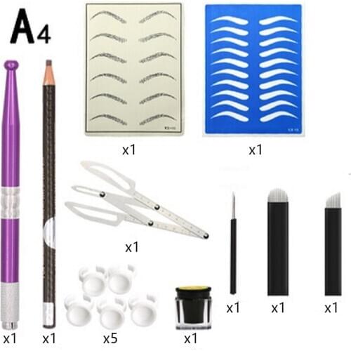 Microblading Pen kit 3D makeup pen complete Pigment set micropigmentation dermografo permanent makeup pratice skin supplies