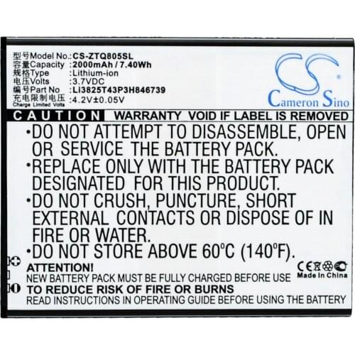 CS 2000mAh / 7.40Wh battery for ZTE Q805T Li3825T43P3H846739