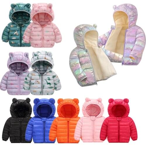 Baby Girls Hooded Down Jackets For Kids Coats Autumn Boys Cartoon Warm Jacket Coat Jacket Toddler Girl Zipper Jacket Outerwear