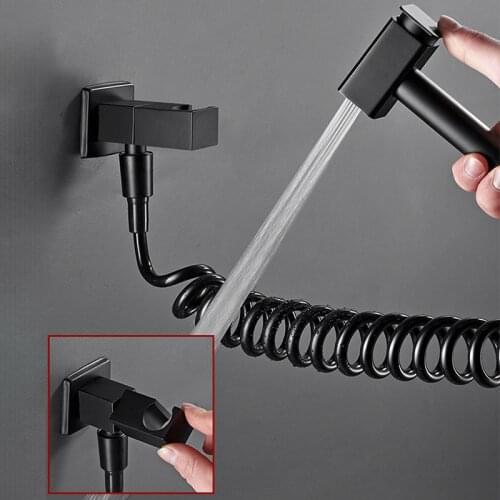 Chrome Black Soild Brass Toilet Bidet Sprayer Set hygienic shower Press-Free Hand Pressurized Bidet Shower Spray Gun Set