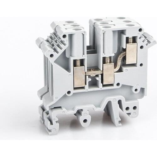 Din Rail Terminal Blocks 10Pcs UK-5-TWIN One In Two Out Multi Conductor UK5 3 Conductors Screw Connection Wire Conductor