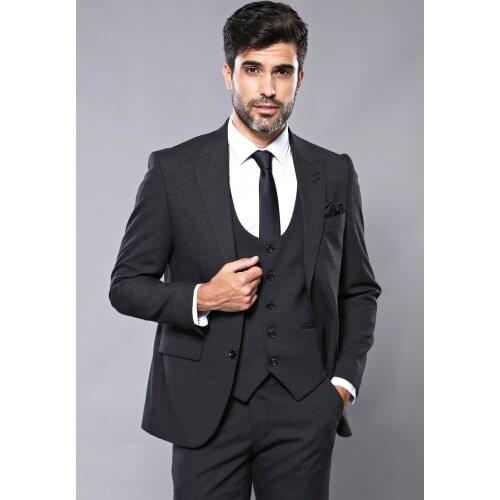 Patterned Dark Grey Suit