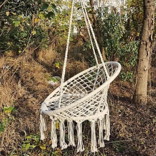 Hammock Chair Macrame Swing,Cotton Hanging Macrame Hammock Swing Chair Ideal for Indoor, Outdoor, Home,Bedroom, Patio, Deck