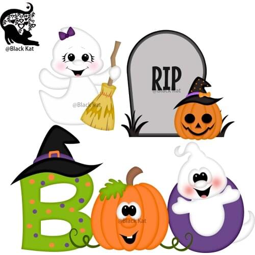 2021 BOO RIP Tomb Pumpkins Magic Broom Ghost Metal Cutting Dies Halloween Trick or Treat Dies DIY Scrapbooking Gift Card Craft