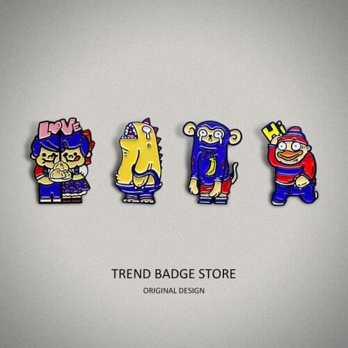 Lovely Big Mouth Strange Enamel Label Pins, Sad Little Monkey Badge Love Meat Steamed Bun Boys And Girls Creative Brooch