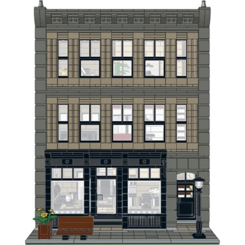 MOC-10929 Black Velvet Office Building Designer Bricks Architecture Building Blocks high-tech City Street Houses for Kids Gift