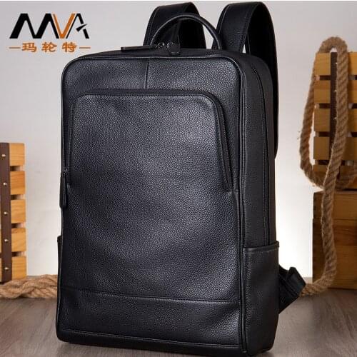MVA Leisure Business Genuine Leather Backpack Mens Computer Backpack Top Leather Outdoor Travel Backpack Mens