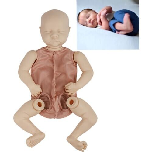 New 20inch Unfinished Doll Sleeping Baby Vinyl Reborn Baby Cloth Body DIY Soft Doll Unpainted Doll Part DIY Blank Doll Kit