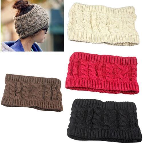 2017 New Fashion Women Braided Knitted Wool Hat Cap Winter Warm Hair Bands Accessory