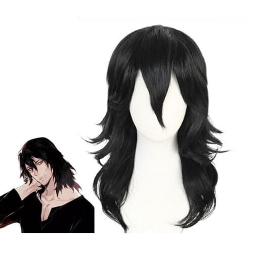 My Hero Academia Shouta Aizawa Black Wavy Curly Wig Cosplay Costume Boku no Hero Academia Heat Resistant Hair Men Women Wigs