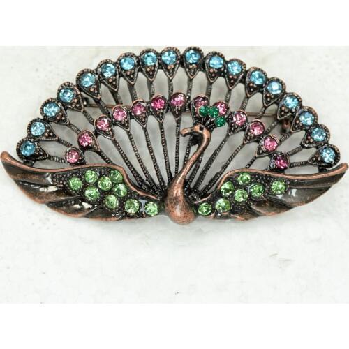 Peacock Brooch Rhinestone Pin brooches C742 E3