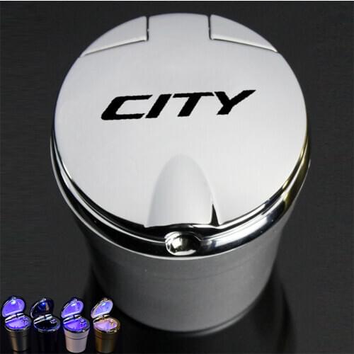 Car Ashtray With Led Lights With Cover Creative Personality Covered Car multi-function Car Supplies For Honda City 2012 13 15 16