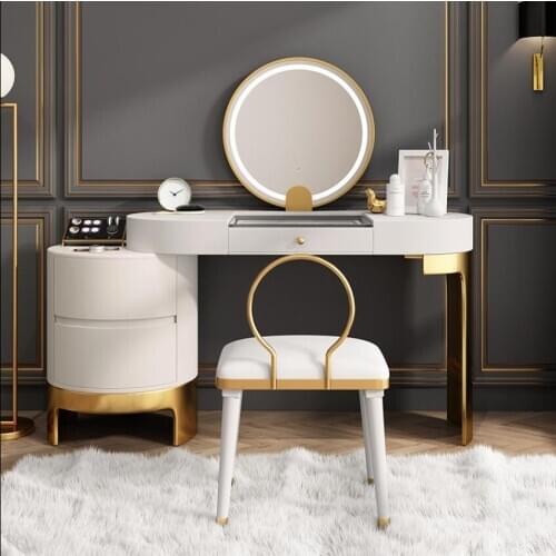 Bedroom light luxury LED lamp Smart Mirror dresser storage cabinet integrated modern simple dresser table