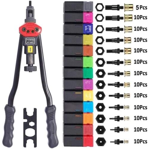 With Nut Fixing System Complete 13 Mandrel M3 M4 M5, M6, M8, M10 M12, 8-32, 10-24, 1/4-20, 1/2-13 +125PCS Rivet Nut