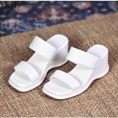 Summer Women High Wedge Heels Flat Platform Open Toe Sandals Slippers Female Lady Casual Flip Flops Sandals Slippers Shoes Woman