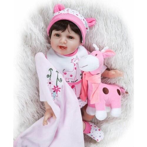 NPK 55cm Silicone Reborn Baby Doll Kids Playmate Gift for Girls Baby Soft Toys for Bouquets Doll Bebes Reborn Toys Gift