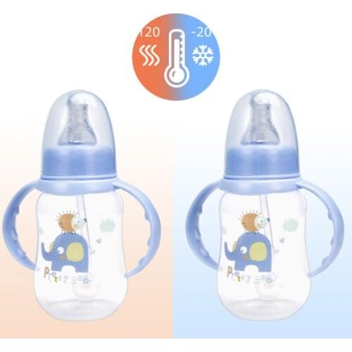 Cute PP Material Baby Bottle With Handle 150ml Anti-drop For Baby Milk Feeder Set Baby Feeding Bottle Newborn Baby Bottle