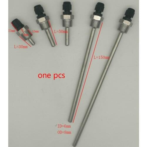 Thermowell Stainless Steel 1/2" NPT Threads temperature Sensors Thermowells for Max 6mm Wire L30-L600mm pipe