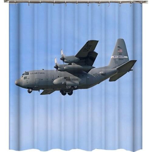 Fighter shower curtain waterproof polyester fabric Helicopter bathroom curtain shower new design bath curtain