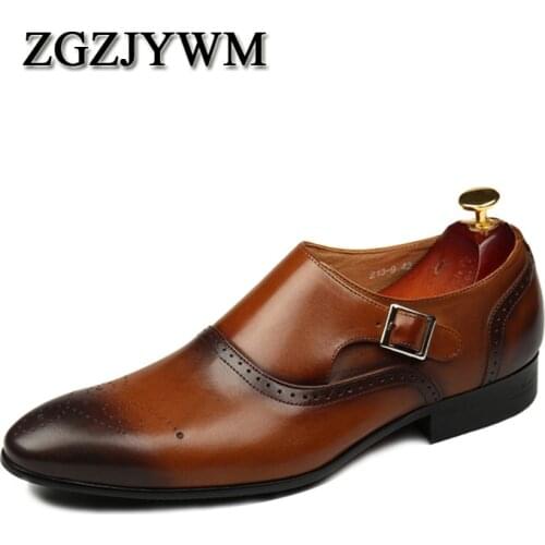 ZGZJYWM New Breathable Mens Business Slip-On Black/Brown Pointed Toe Formal Dress Genuine Leather Wedding Oxfords Office Shoes