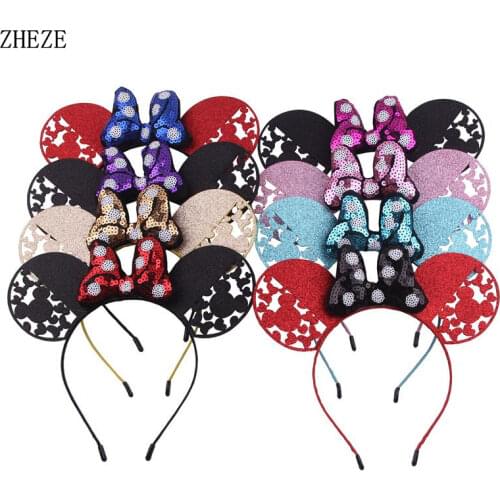 Hot Sale Sequins Polka Dot Bows Hairband Mouse Headband For Girls 2021 NEW Party DIY Hair Accessories Headwear Gift Femme