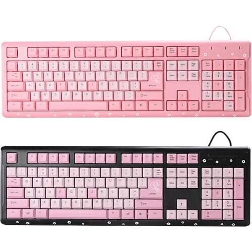 104 Keys Cartoon Adjustable Wear-resistant USB Wired Keyboard Computer Accessory