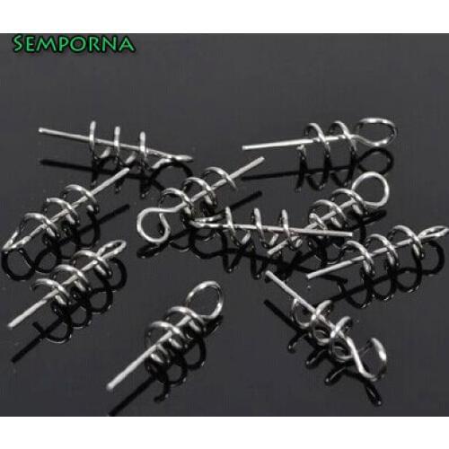 20pcs/lot Assist Soft Baits Hook Soft Lures Pin Spring Fixed Lock Fishing Screw Dagger Fishing Tools