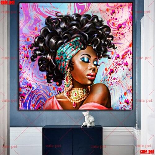 DIY Black makeup woman 5D Diamond Painting Full Drill Cross Stitch Diamond Embroidery Patterns rhinestones Mosaic puzzle Decor