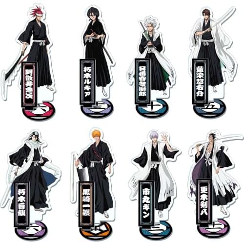 Anime Bleach Ichigo Rukia Renji Kenpachi Toushirou Kisuke Sousuke Aizen Gin Byakuya Acrylic Figure Stand Model