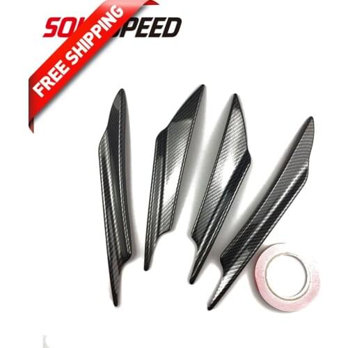 Free shipping 4Pcs ABS+Carbon Front Bumper Lip Diffuser Splitter Fins Body Spoiler