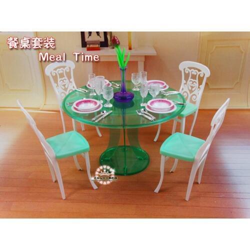 Free Shipping Children Play Set Cute Dining Room chair doll meal time 1/6 Doll Accessories Furniture For barbie Doll