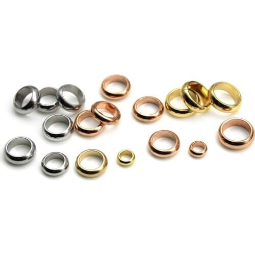 50pcs Stainless Steel Charm Beads Bracelet Making Larger Hole Spacer Beads Round Loose Beads For DIY Jewelry Making Accessories