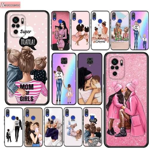 Super Mom Baby Girl Silicone Cover For Xiaomi Redmi Note 10 10S 9 9S Pro Max 9T 8T 8 7 6 5 Pro 5A Phone Case