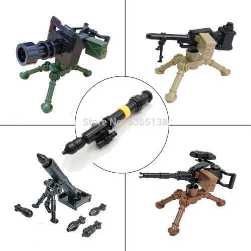 Weapons Accessories Military Gun kits DIY Heavy Machine Guns Bazooka Soldier Army Building Block WW2 Police Children Toy