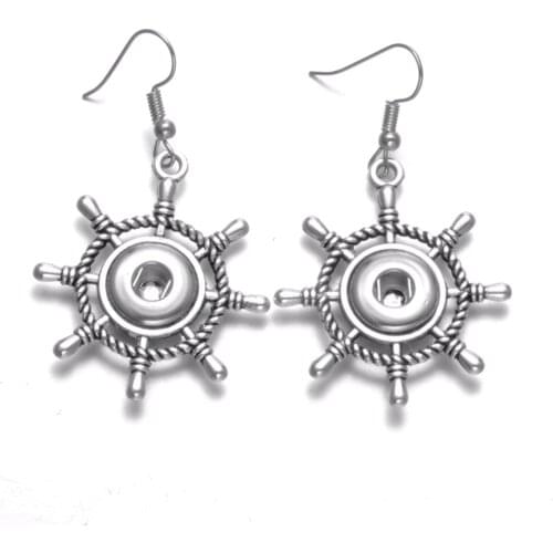 ES0250 New Arrivals Rudder Charms Earrings Eardrop Fit 12mm Snap Button Snap Earrings Snap Jewelry