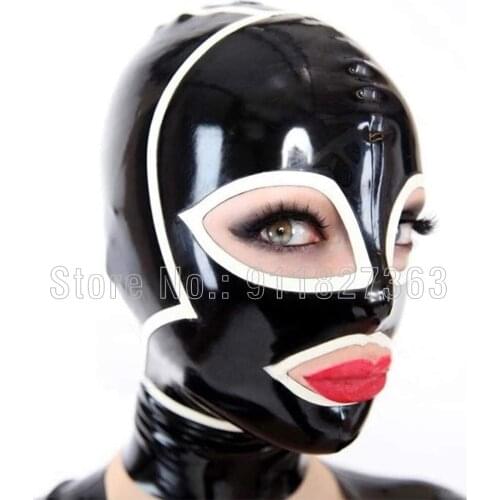 Fetish Latex Hood Handmade Rubber Mask for Role Cosplay Club Wear Costumes