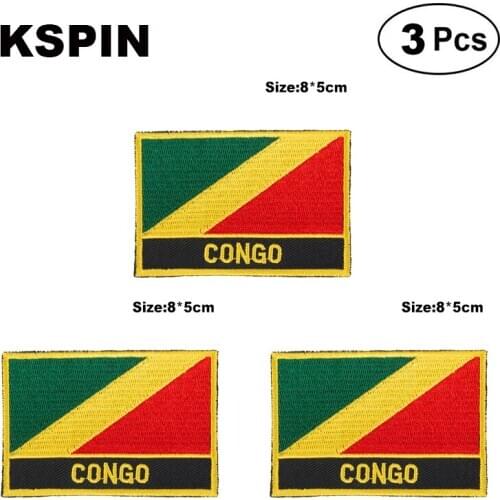 Congo Rectangular Shape Flag patches embroidered flag patches national flag patches for clothing DIY Decoration