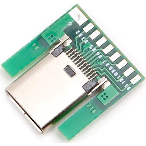 USB 3.1 Type C Female Socket Connector Plug SMT Type With PC Board DIY 24pin Dropship